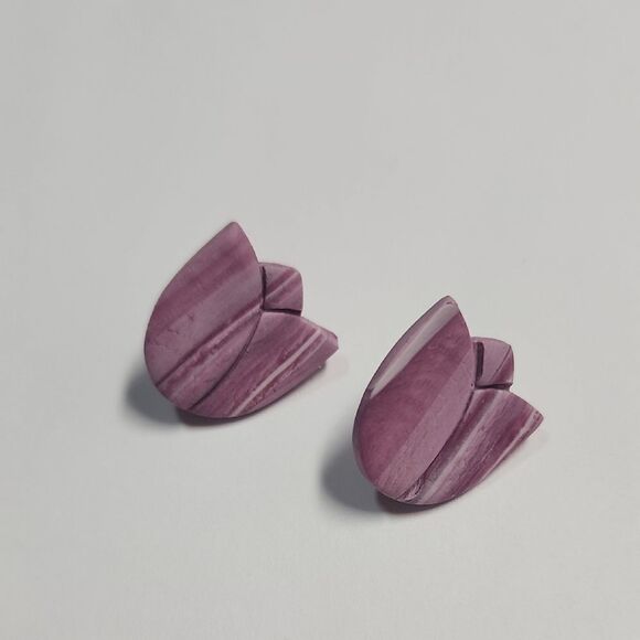 Purple Tulip-Shaped Earrings - Picture 1 of 2